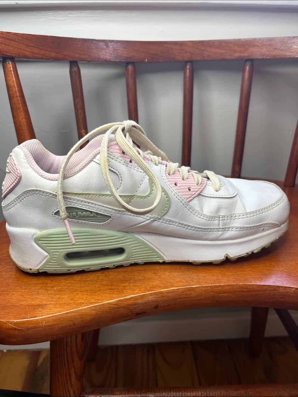 Nike Air Max 90 LTR SE Summit White Coconut Milk Pink Foam Sneakers Size 7Y GUC - Picture 8 of 11